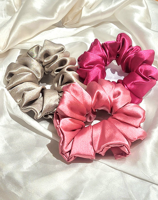 ✨ Satin Luxe Trio – Hair Scrunchie Set ✨