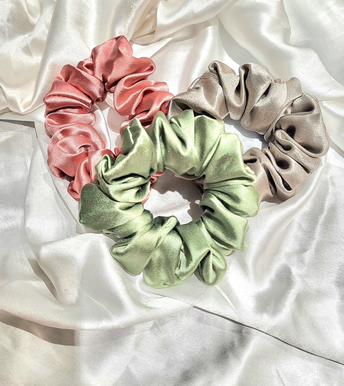Pastel Luxe Satin Scrunchie Set