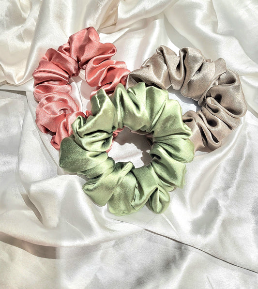 Pastel Luxe Satin Scrunchie Set