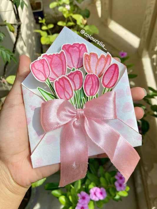 Blushing Tulip Envelope Card