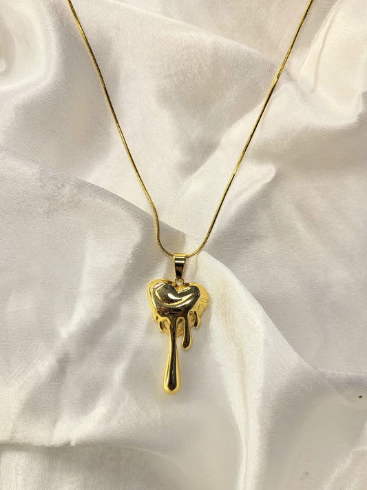 Molten Heart Gold Pendant Necklace