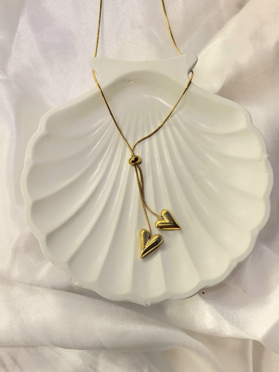 Golden Double Heart Adjustable Necklace