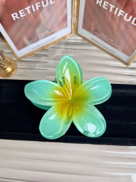 Tropical Bloom Hair Claw – Mint Green Edition