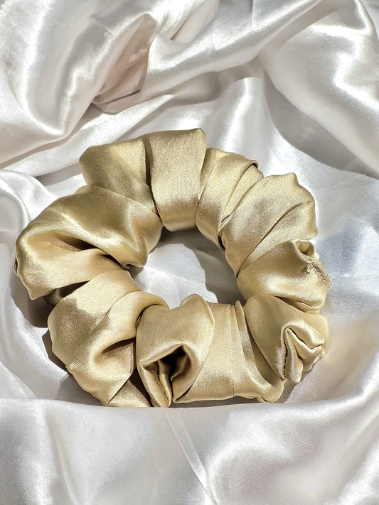 Champagne Glow Satin Scrunchie