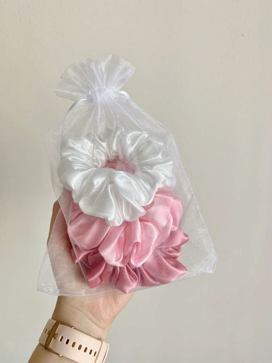 Blush Satin Scrunchie Set
