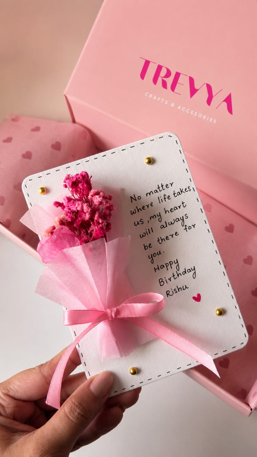 Trevya Dried flower Handmade Card