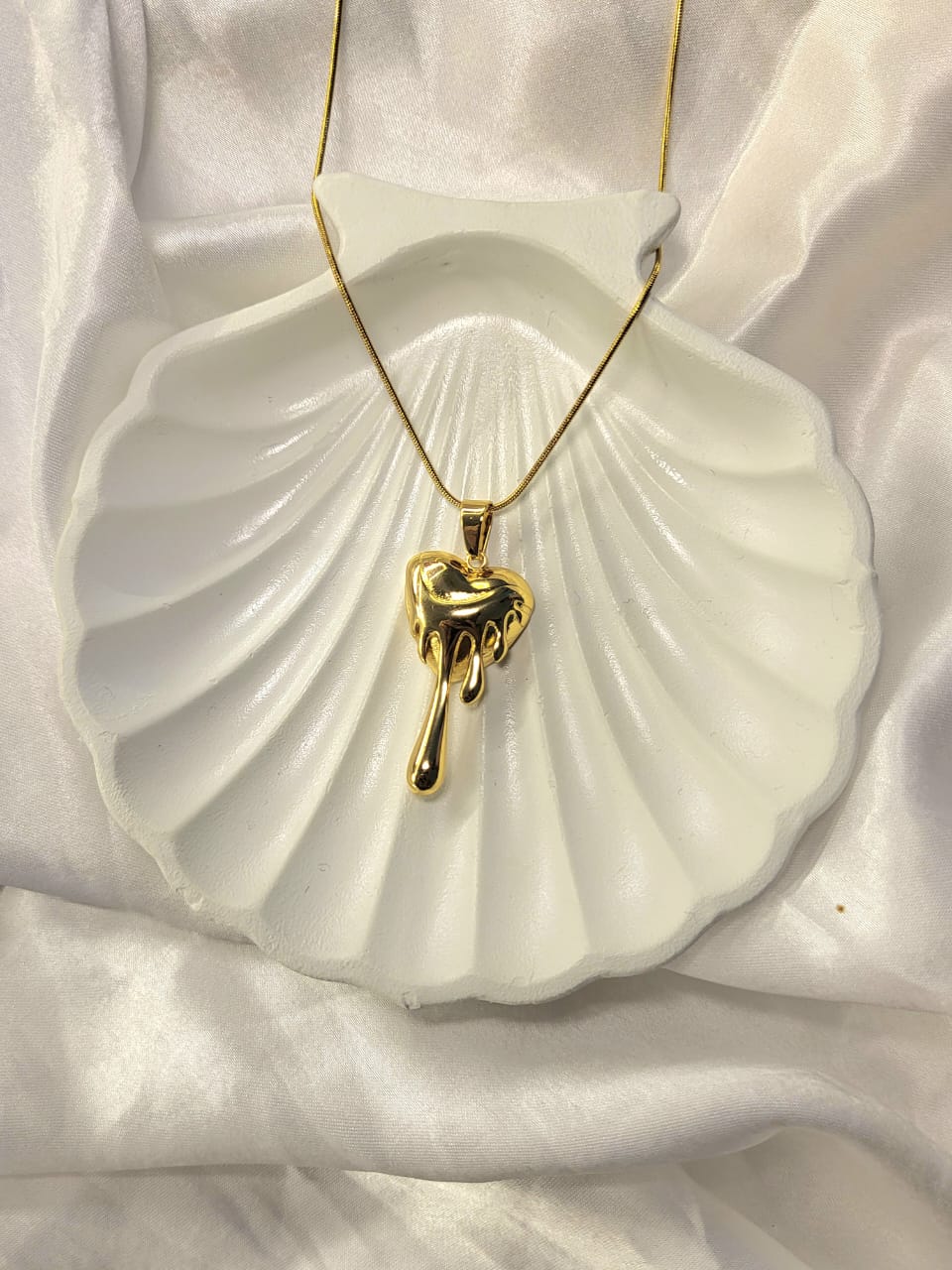 Molten Heart Gold Pendant Necklace